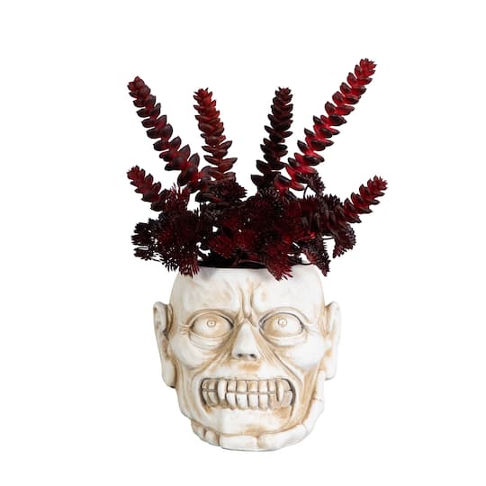 10" Artificial Halloween Succulent Plant in Zombie Halloween Planter